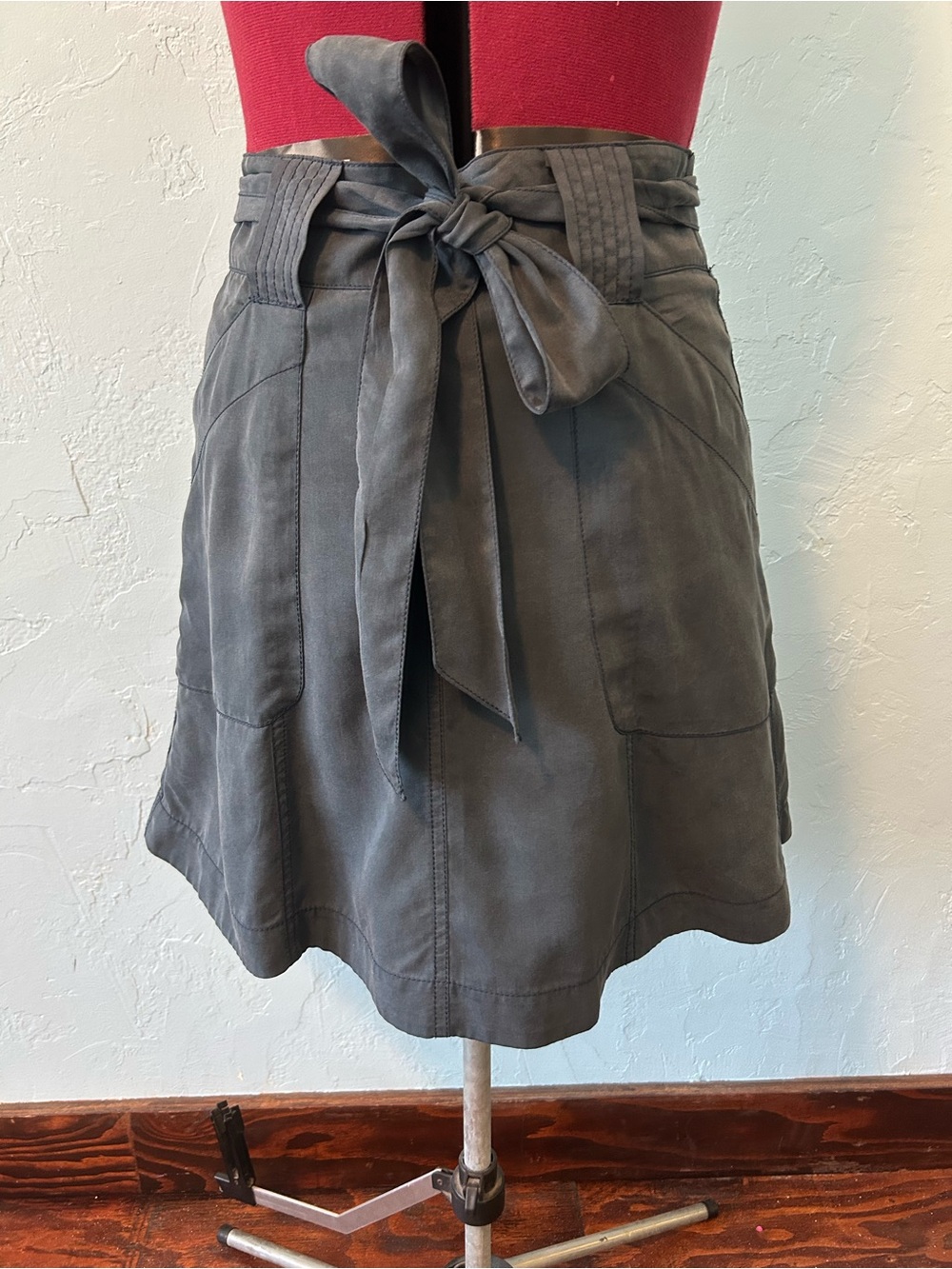 Anthropologie Women's Blue Tie-Waist A-Line Skirt size 2